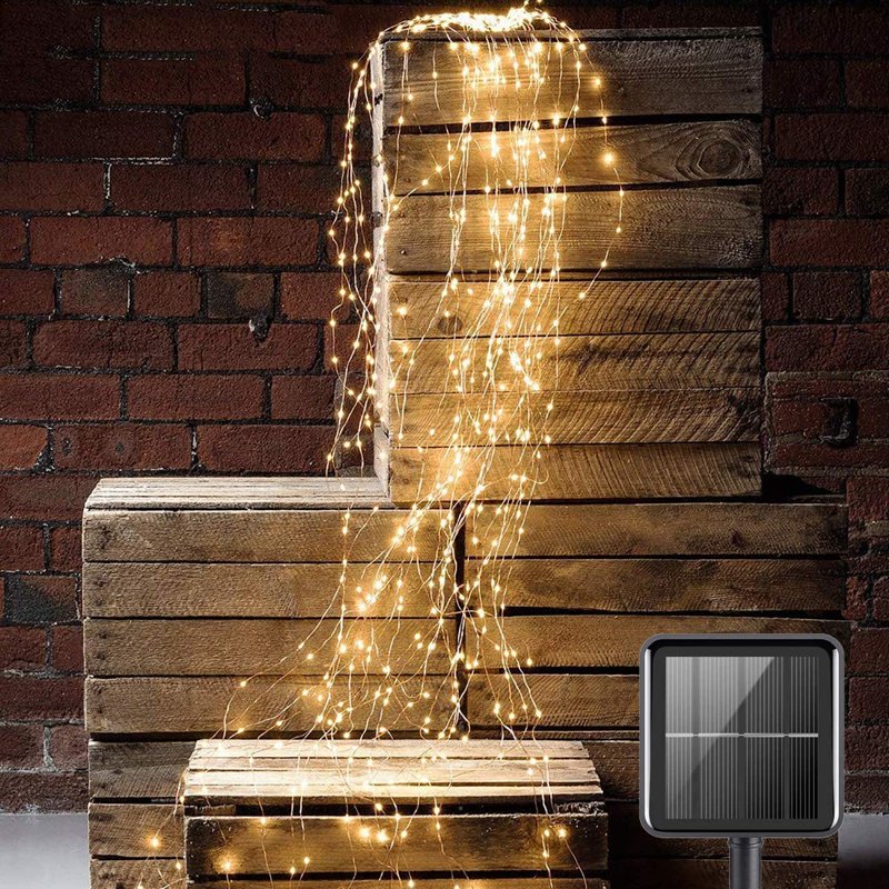 Solar Waterfall String Lights 10 Strands 100 LED Copper Wire Fairy Lights Waterproof