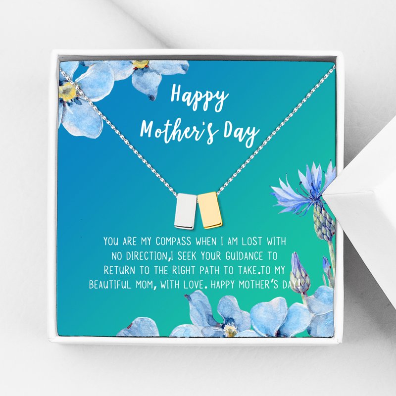 Mother's Day Necklace and Card Set - Heart Pendant Gift for Mom, Her, or Grandmother