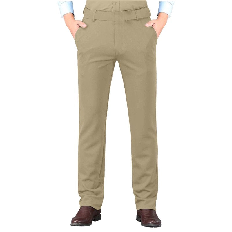 Men's Stretch Dress Pants - Business Casual Flat Front Khaki & Black