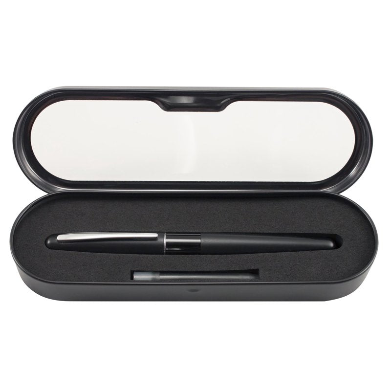 Fountain Pen with Black Gloss Brass Barrel and Medium Nib