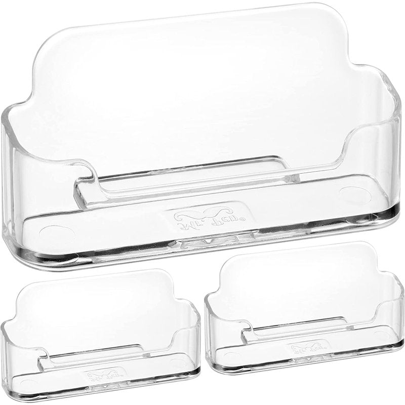 Acrylic Business Card Holders 3 Pack - Clear Desk Organizer Display