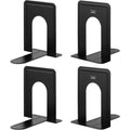 Heavy Duty Metal Book Ends 4 Pack - Black Shelving Organizer for Books & DVDs