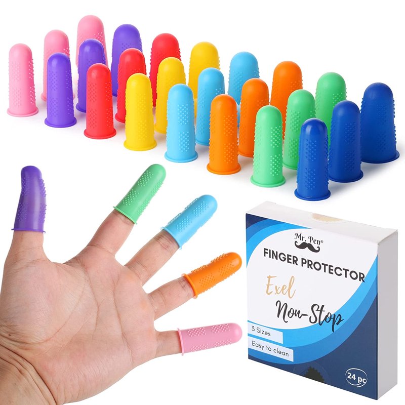 Assorted Silicone Finger Protectors Pack - 24 Count for Crafting & Safety