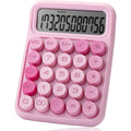 Pink 12-Digit Mechanical Calculator with Large LCD Display and Big Buttons