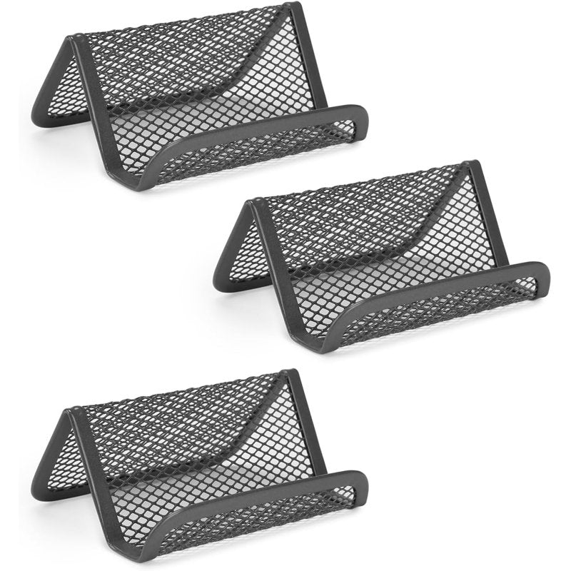 Metal Mesh Business Card Holders Set of 3 Desk Organizer