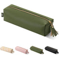 PU Leather Pencil Case with Zipper & Tassel - Small, Stylish Organizer for Pens & Accessories