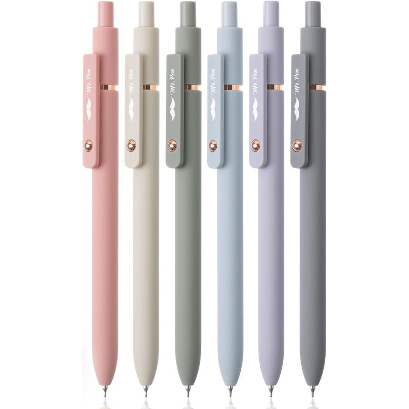 Retractable Gel Pens Set - 6 Morandi Barrel Colors, Smooth Black Ink