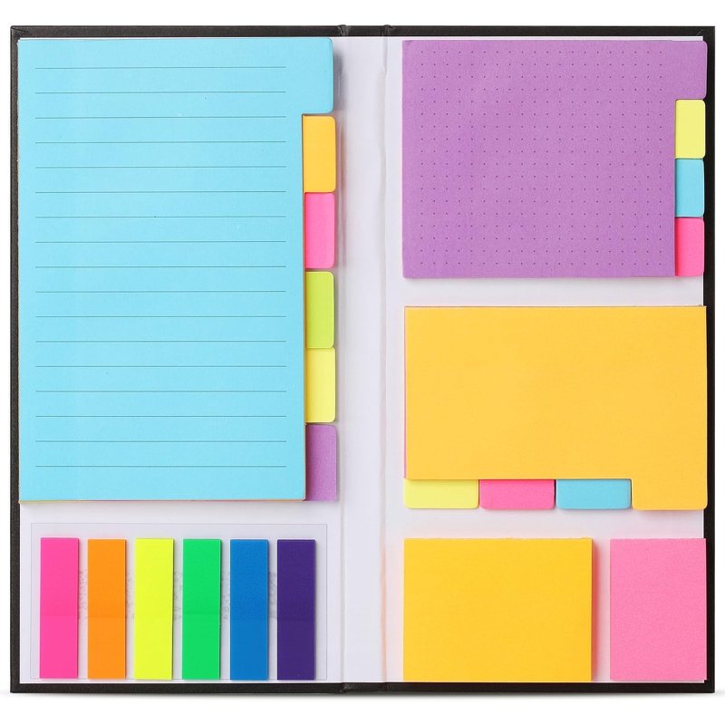 Neon Sticky Notes Set with Index Tabs - 410 Pack for Planners Journals and Bibles