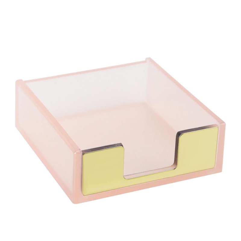 Pink & Rose Gold Sticky Note Holder Dispenser - Desk Organizer Accessory
