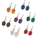7-Pair Color Crystal Earring Set with Gold Finish - Pierced Style