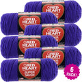 Multipack of 6 Red Heart Super Saver Yarn - Amethyst Medium Weight Craft Yarn