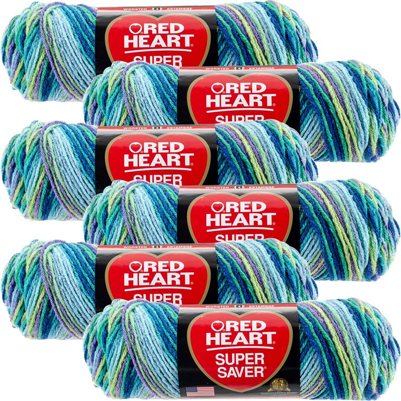 Multipack of 6 Red Heart Super Saver Yarn for Knitting & Crochet