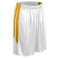 Men's 3XL Basketball Shorts - Muscle Fit, White with Gold Stripes, Athletic Performance