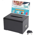 Donation Collection Box with Lock and Keys - Black Acrylic Ballot Box, 6.25 x 4.75 inches