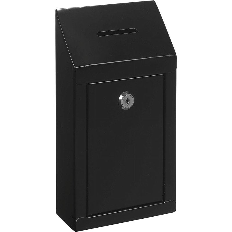 Secure Locking Donation Box with Metal Top Slot - 10x6x2.5 Inches