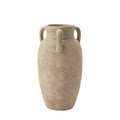 12-Inch Taupe Ceramic Vase with Handles - Farmhouse Decor Accent