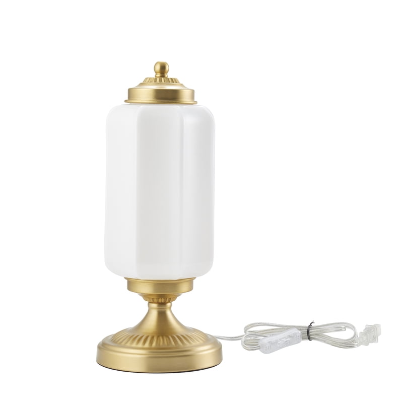 Vintage Brass Glass Shade Table Lamp for Living Room & Bedroom