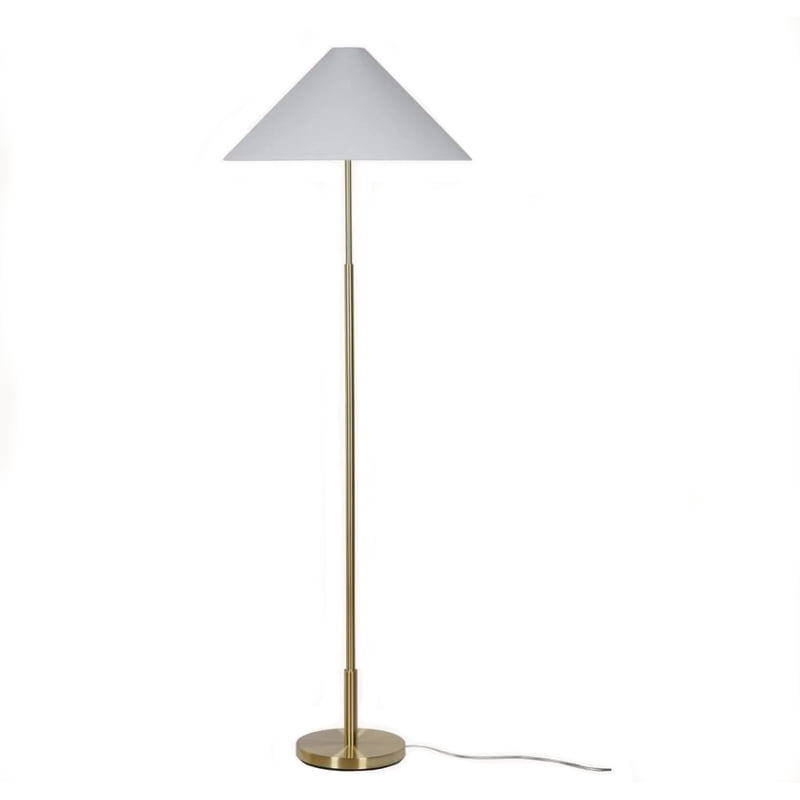 64-Inch Floor Lamp with White Fabric Empire Shade and Gold Finish