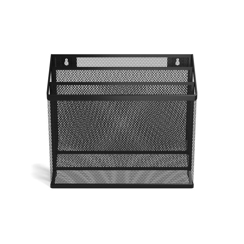 3 Compartment Wire Mesh File Organizer - Matte Black Desk Storage