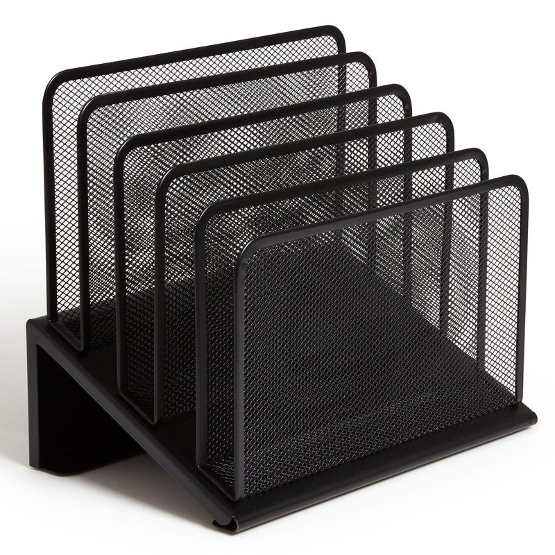 Wire Mesh File Organizer with 5 Compartments – Desktop Desk Storage Bin