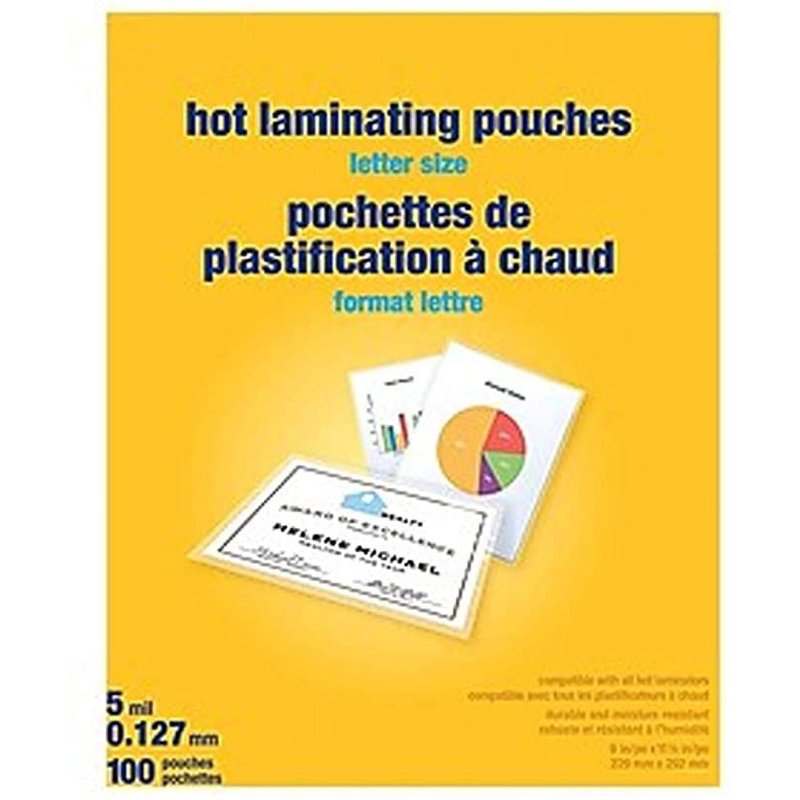 Thermal Laminating Pouches Letter Size 5 Mil Clear Pack of 100