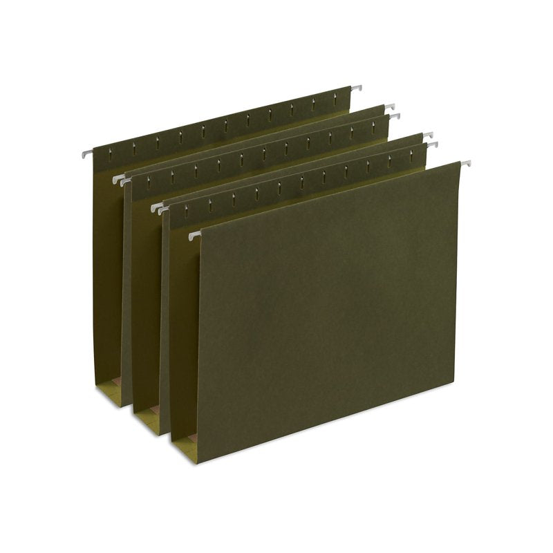 Hanging File Folders 2 Inch Expansion Letter Size Green 25 Pack Office Organization