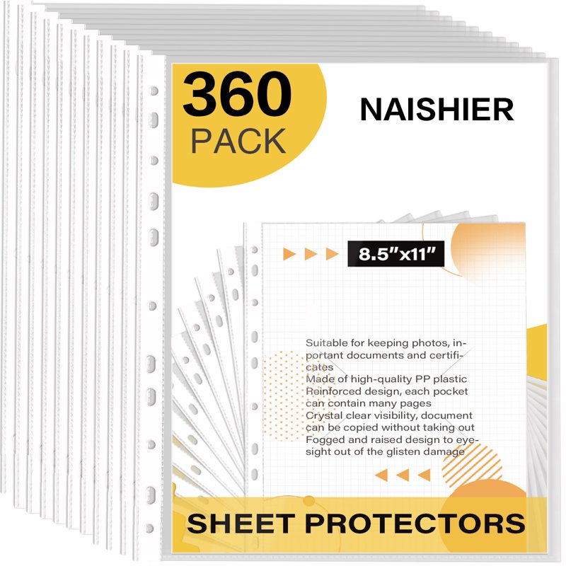 Heavy Duty Clear Plastic Sheet Protectors 360 Pack for 8.5x11 Documents