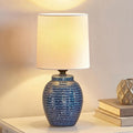 Small Farmhouse Ceramic Bedside Lamps Set of 2 - Rustic Table Lamps for Bedroom, Living Room, Nightstand