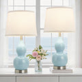 Set of 2 Modern Ceramic Table Lamps for Living Room Bedroom Office Sky Blue