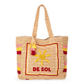 Women's Beach Tote Bag - Large Raffia Summer Bag with Embroidery