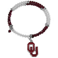 NCAA Oklahoma Sooners Crystal Bracelet with Team Logo & Football Beads