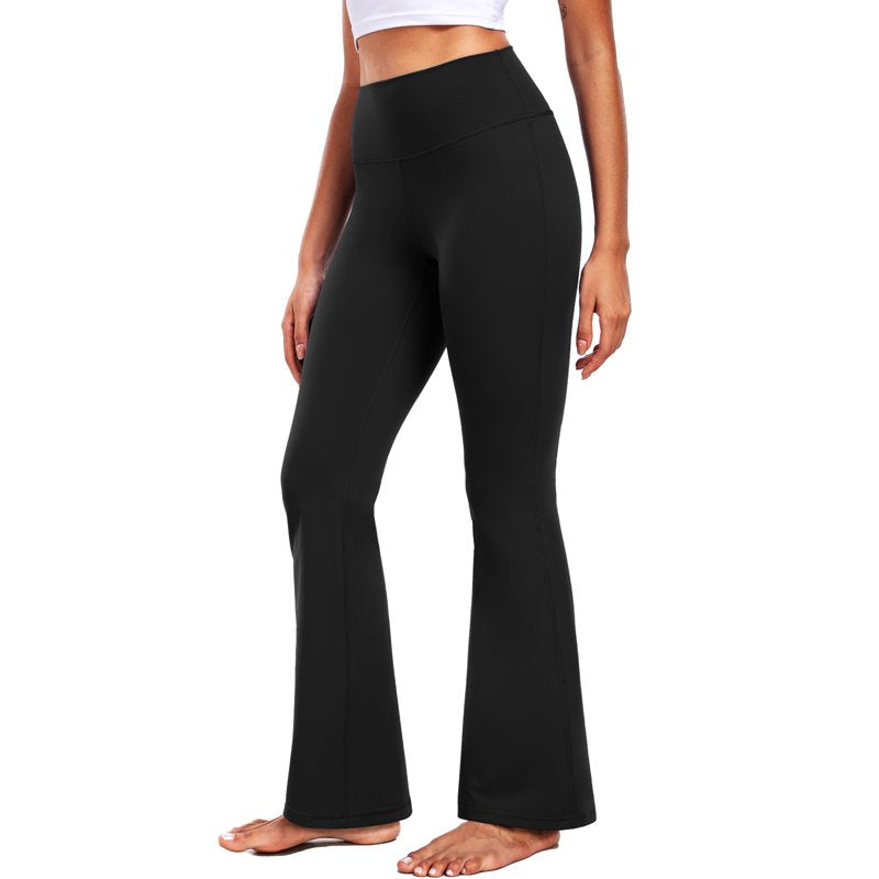 Women's Flare Leggings with High Waist and Pockets - Yoga & Workout Pants