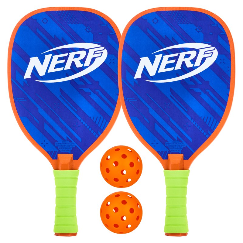 NERF 2 Player Pickleball Paddle Set - Blue Variation, 2 Paddles + 2 Balls