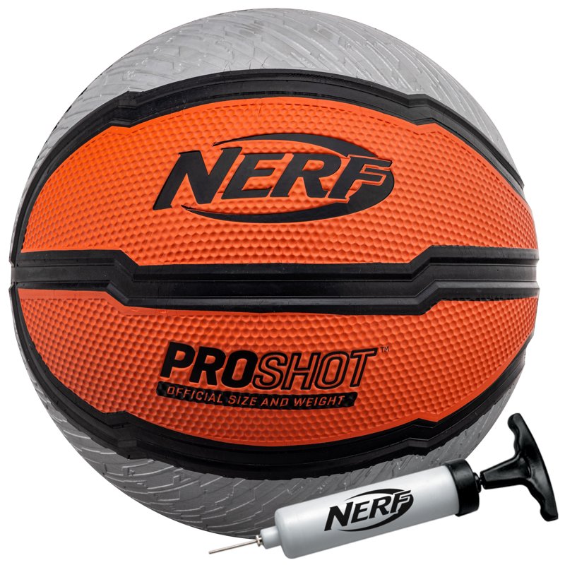 NERF Proshot Official Size Indoor Outdoor Basketball 29.5" with Air Pump