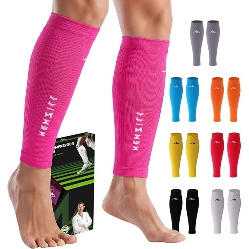 Compression Calf Sleeves 20-30mmHg Support for Running & Recovery - Pink, Small/Medium
