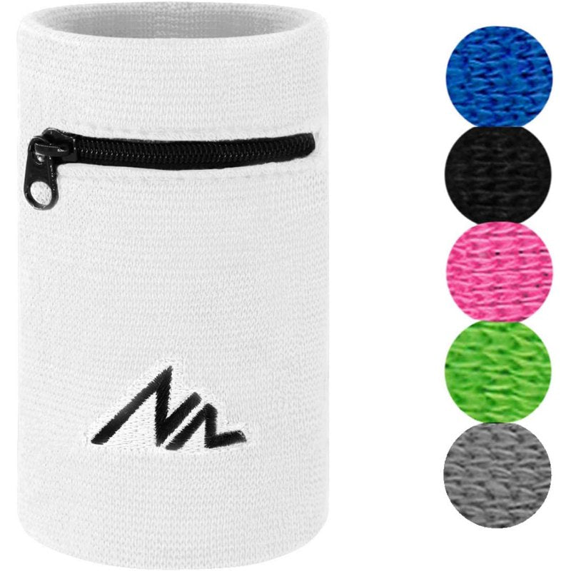 Zipper Wrist Wallet for Running & Sports - Cotton Sweatband with Key Pocket