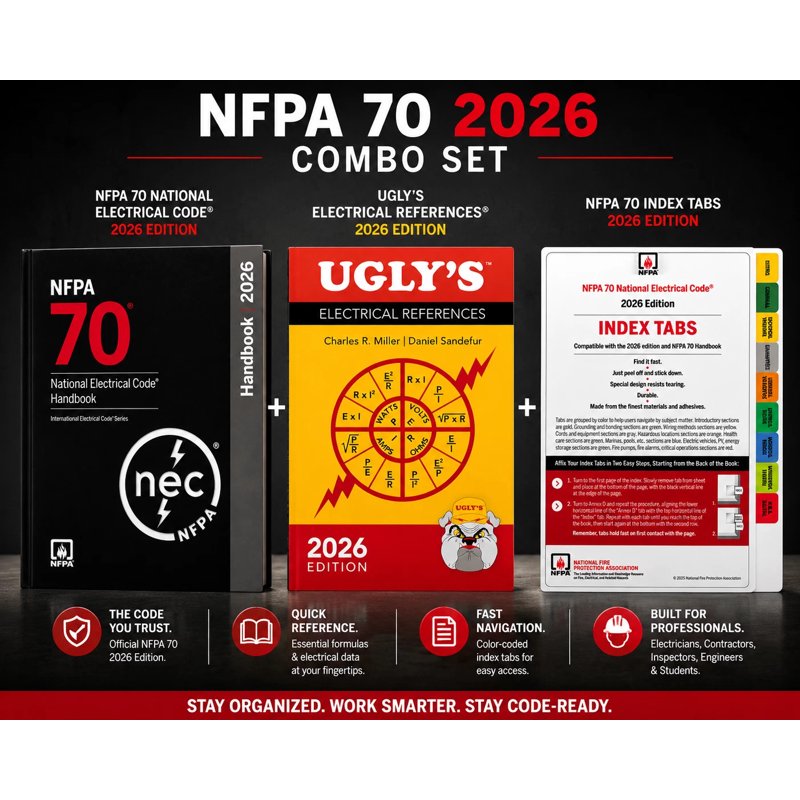 NFPA 70 NEC 2026 Handbook & Ugly’s 2026 Electrical Code with Index Tabs