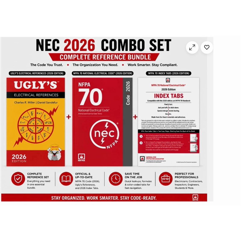 NFPA 70 NEC 2026 Electrical Code Reference & Index Tabs Set DVD