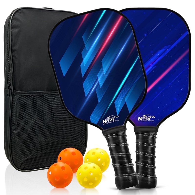 Feeray Pickleball Paddle Set - 2 Graphite Paddles, 4 Balls + Backpack, USAPA-Approved (Black)
