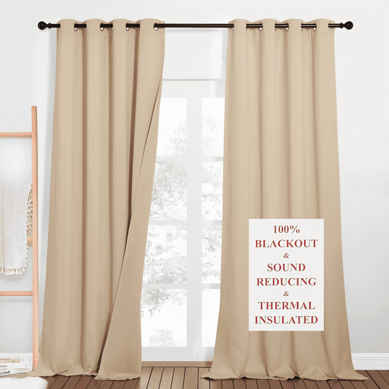 Blackout Thermal Insulated Curtain Panels Grommet 42x63 Greyish Green