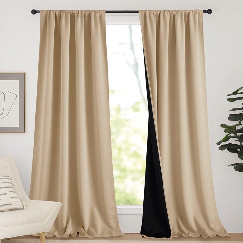 Blackout Thermal Insulated Curtain Panels Grommet 42x63 Greyish Green