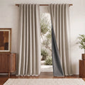 Blackout Linen Curtains - Natural 52x95 Inches, 2-Piece Set