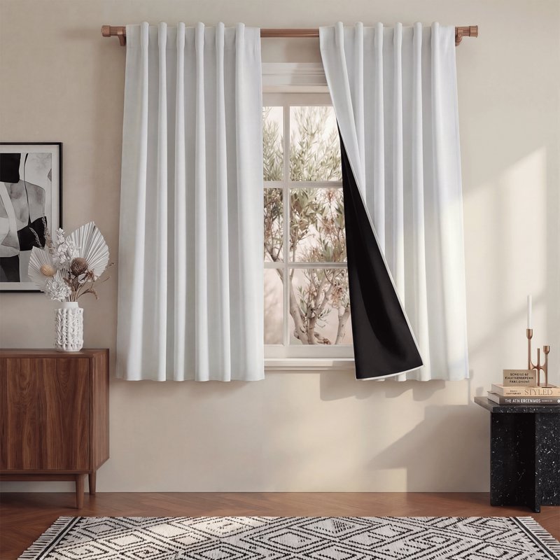 Blackout Curtains 2‑Layer Light-Blocking Window Drapes for Bedroom & Office