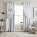 Blackout Double Layer Room Darkening Curtains for Bedroom Privacy Set of 2
