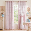 Blackout Pink Curtain for Girls' Bedroom - Insulated Romantic Window Drape, 2 Panels
