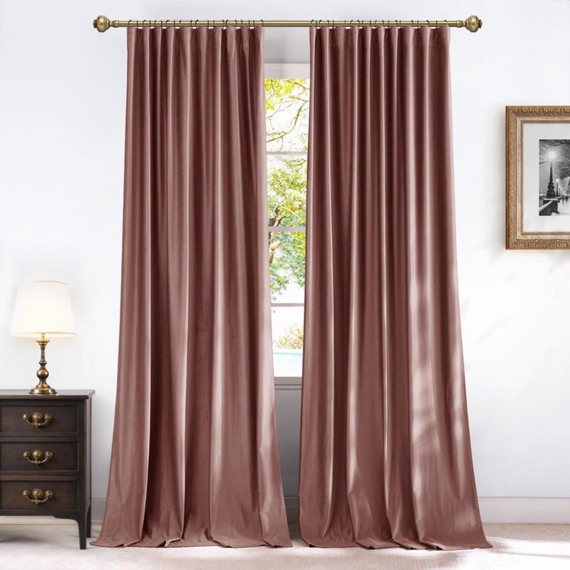 Velvet Blackout Curtains for Bedroom & Living Room - Thermal Insulated Drapes Set of 2