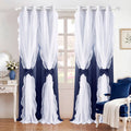 Double Layer Blackout & Sheer Window Curtains for Living Room - Thermal Insulated Grommet Drapes