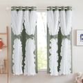 Double Layer Blackout Curtains for Bedroom Room Darkening Drapes Set of 2