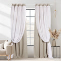 Double Layer Blackout Curtains Set - Thermal Insulated Room Darkening Drapes