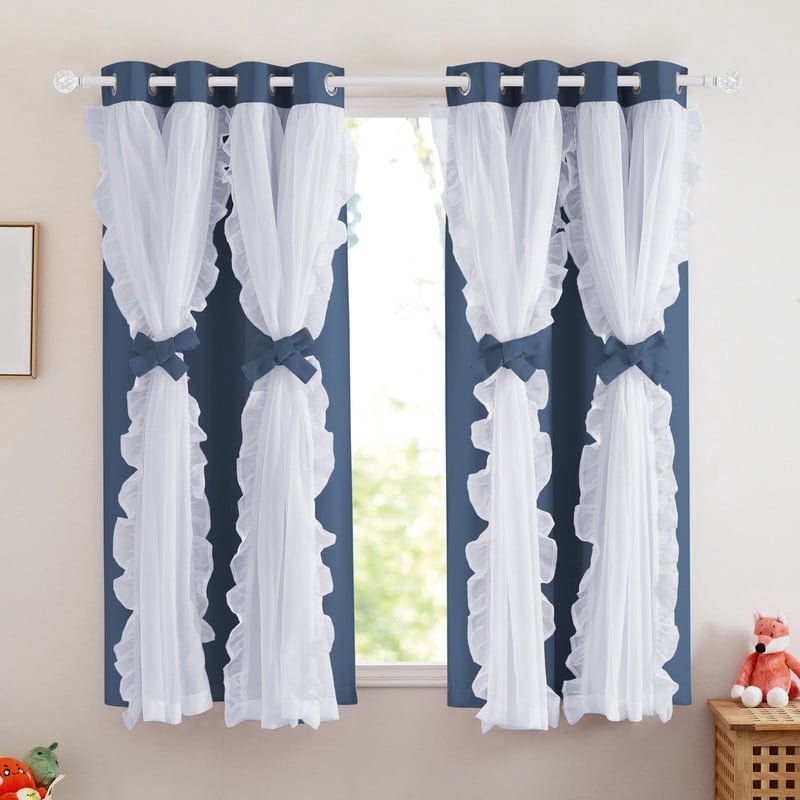 Blackout Double Layer Curtains for Kid's Room - Thermal Insulation & Privacy, Set of 2